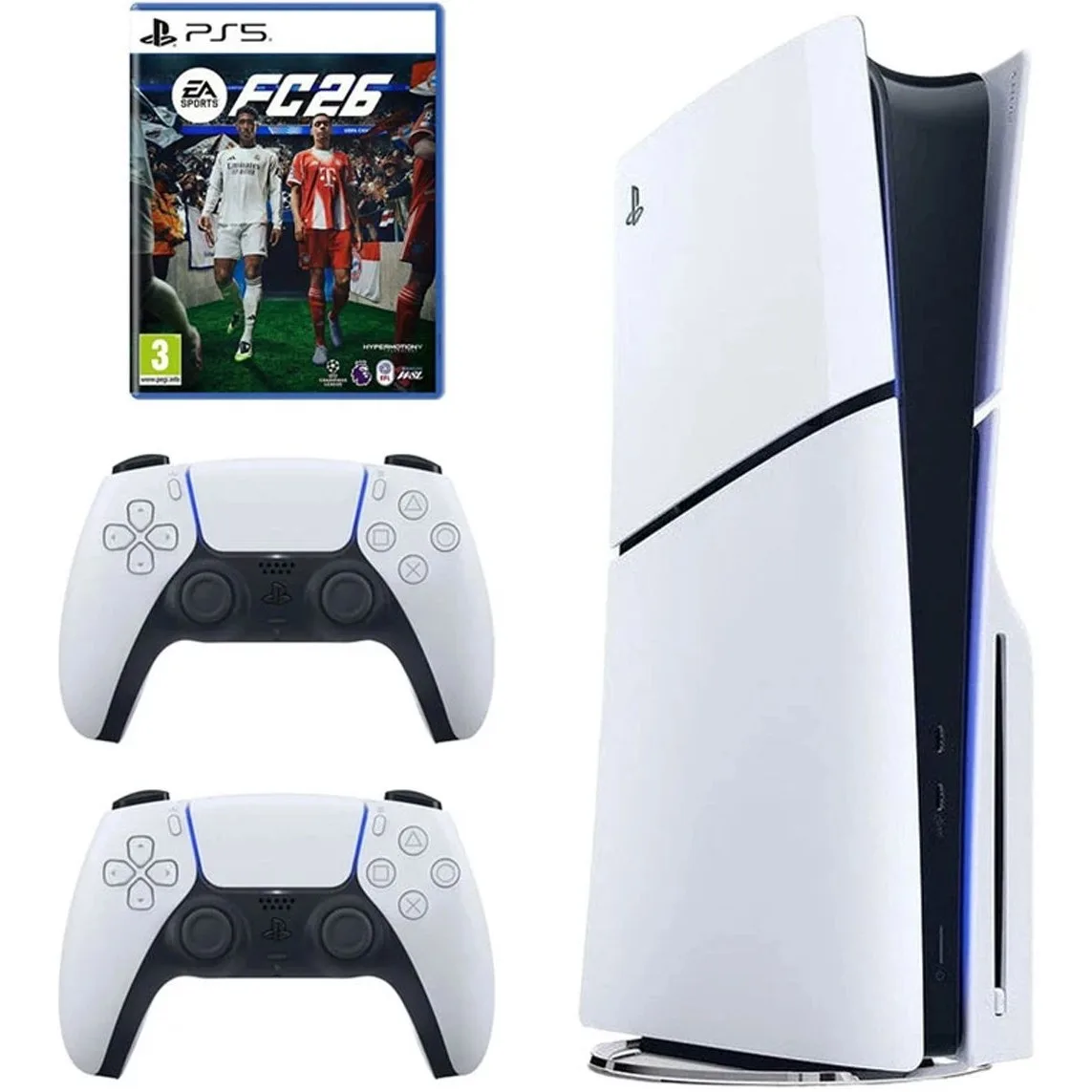 کنسول بازی سونی مدل PlayStation 5 Slim ریجن اروپا سری CFI-2116 نسخه دیسک‌خور ظرفیت یک ترابایت به همراه بازی EA SPORTS FC 26 و دسته اضافی