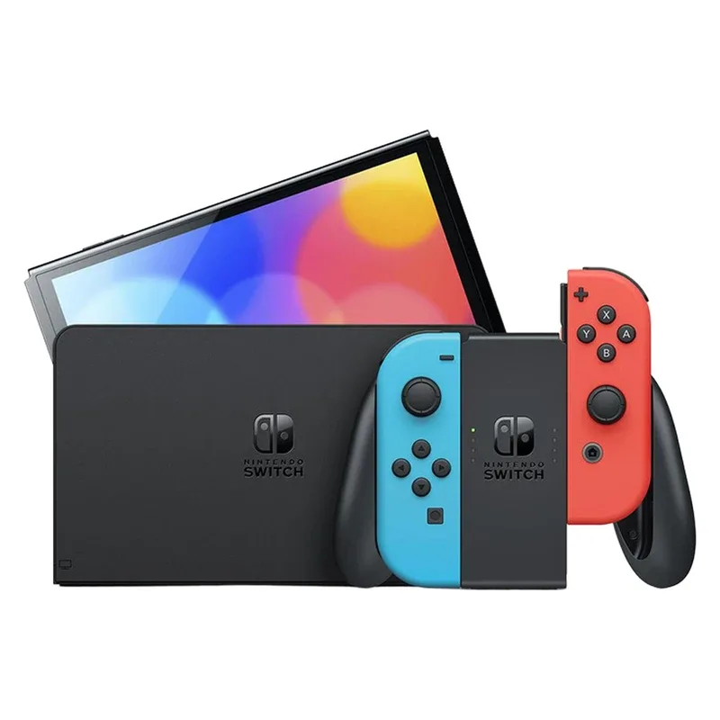 کنسول بازی هیبریدی نینتندو مدل Switch OLED Neon Blue and Neon Red ظرفیت 64 گیگابایت