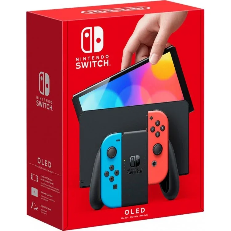 کنسول بازی هیبریدی نینتندو مدل Switch OLED Neon Blue and Neon Red ظرفیت 64 گیگابایت