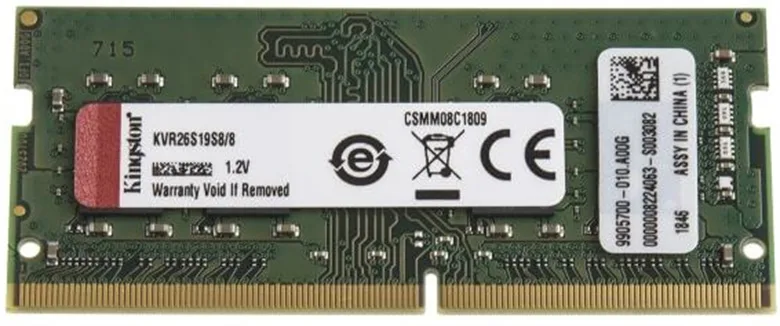 رم لپ تاپ DDR4 تک کاناله 3200 مگاهرتز CL22 کینگستون ظرفیت 8 گیگابایت