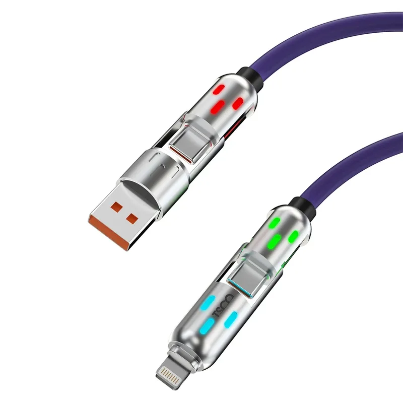 کابل تبدیل USB/USB-C به لایتنینگ/USB-C تسکو مدل GCA 60 W طول 2 متر