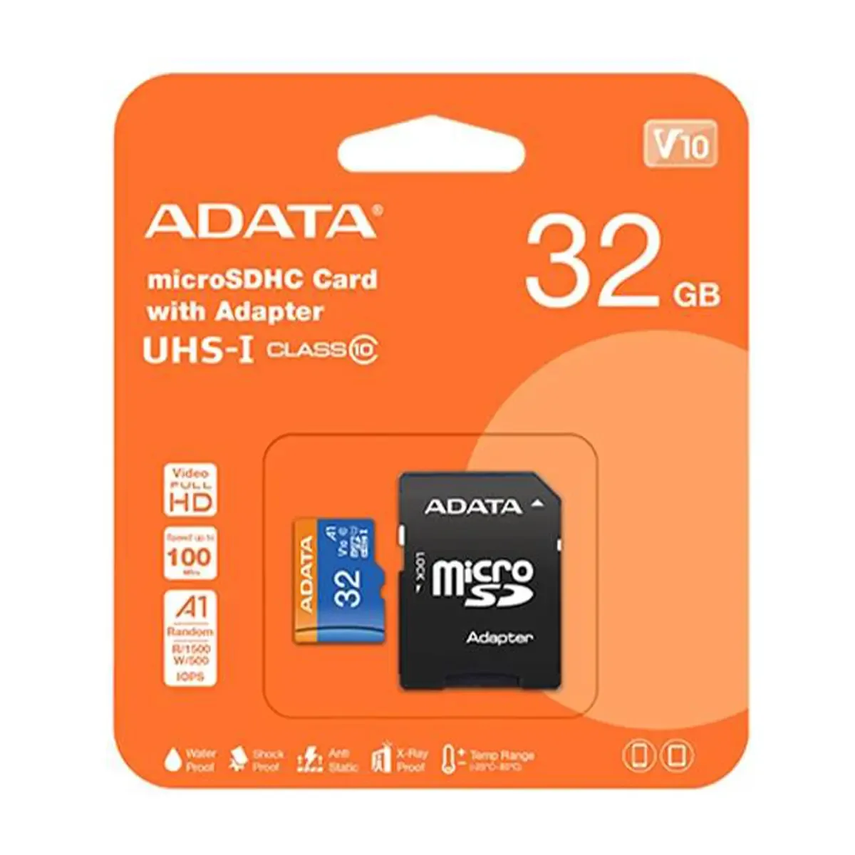 کارت حافظه microSDHC ای دیتا مدل Premier V10 A1 کلاس 10 استاندارد UHS-I سرعت 100MBps ظرفیت 32 گیگابایت + Adaptor