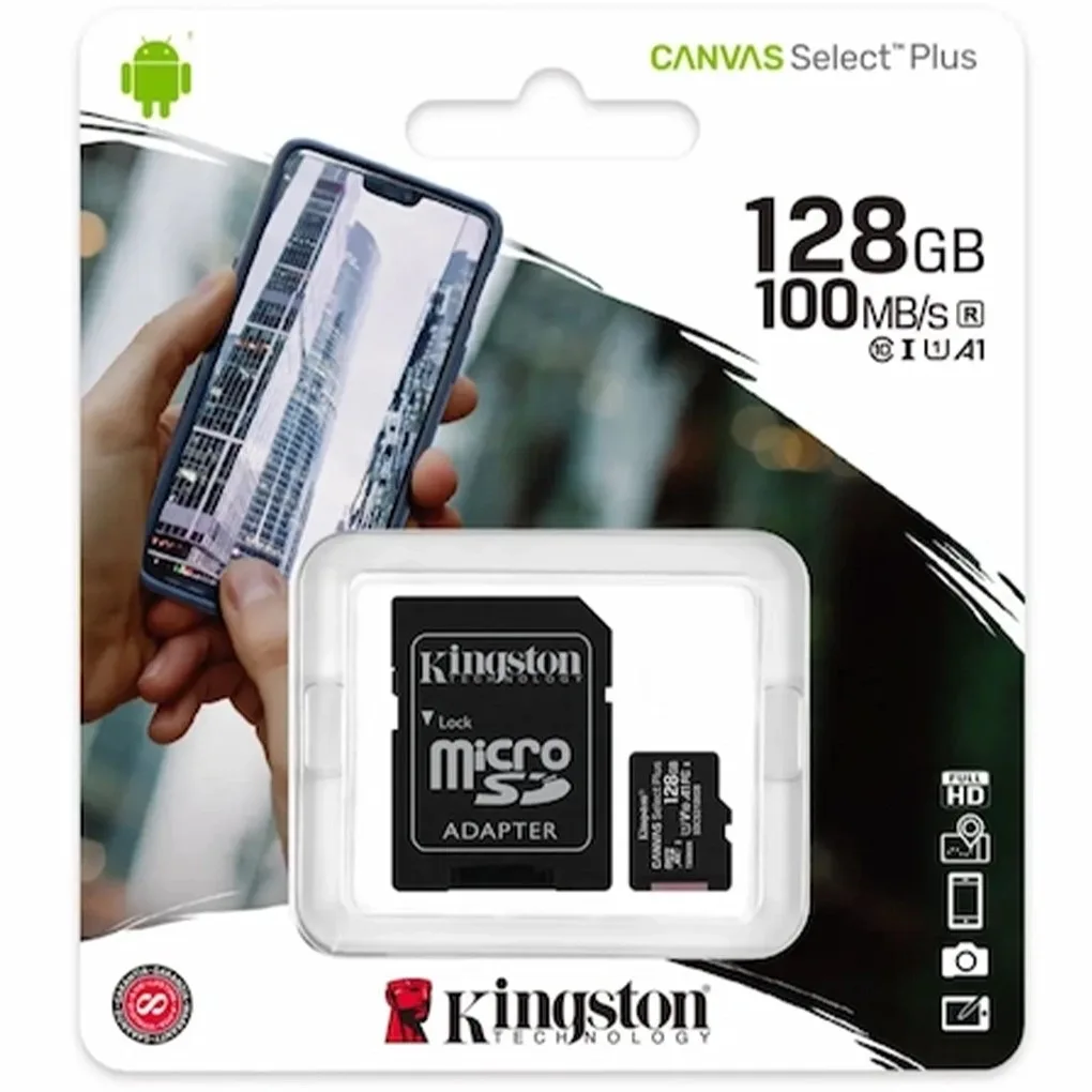کارت حافظه microSDXC کینگستون مدل CANVAS کلاس 10 استاندارد UHS-I U1 سرعت 100MBps ظرفیت 128 گیگابایت +Adaptor