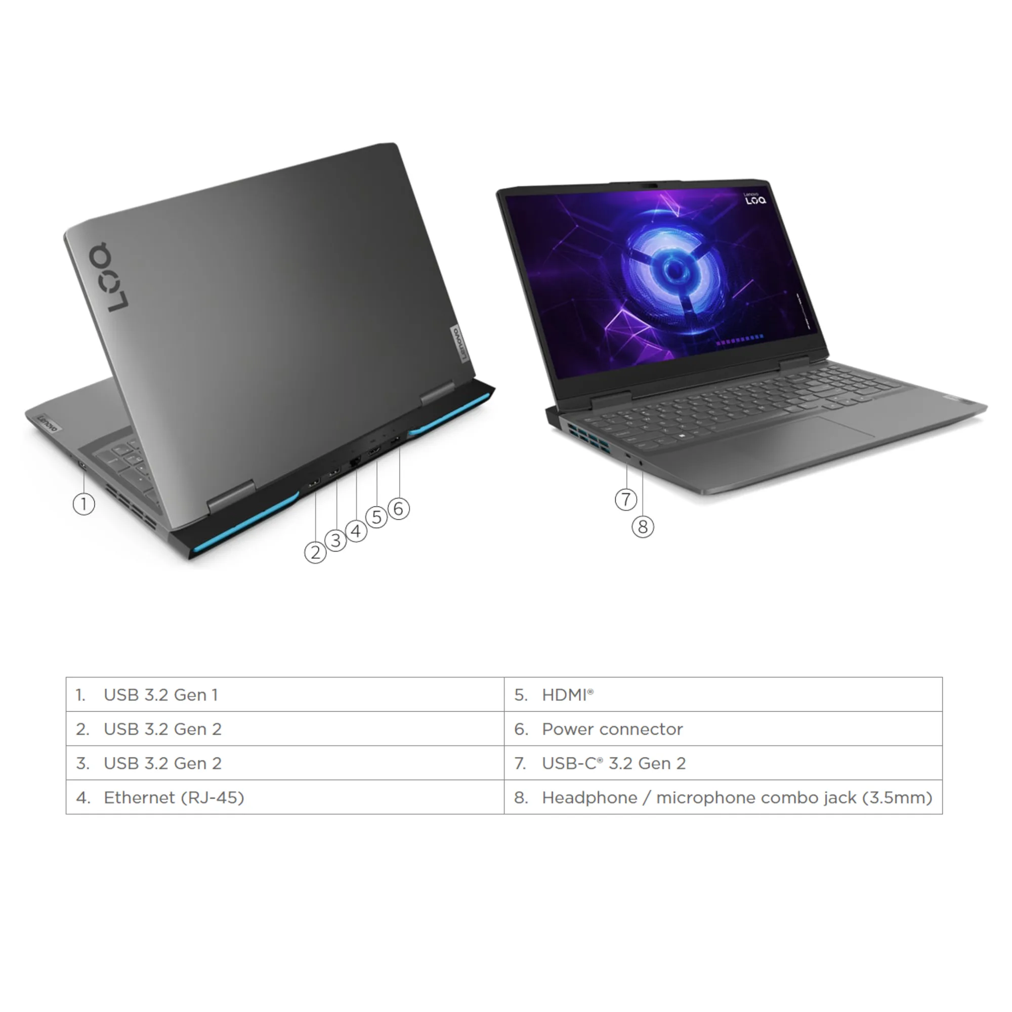 لپ تاپ 15.6 اینچی لنوو مدل LOQ 15IRH8-i5 12450H 24GB 1SSD RTX2050 - کاستوم شده