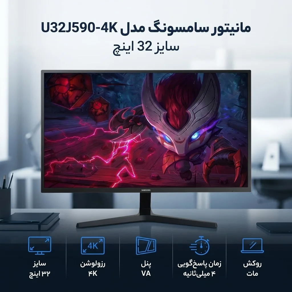 مانیتور سامسونگ مدل U32J590-4K سایز 32 اینچ
