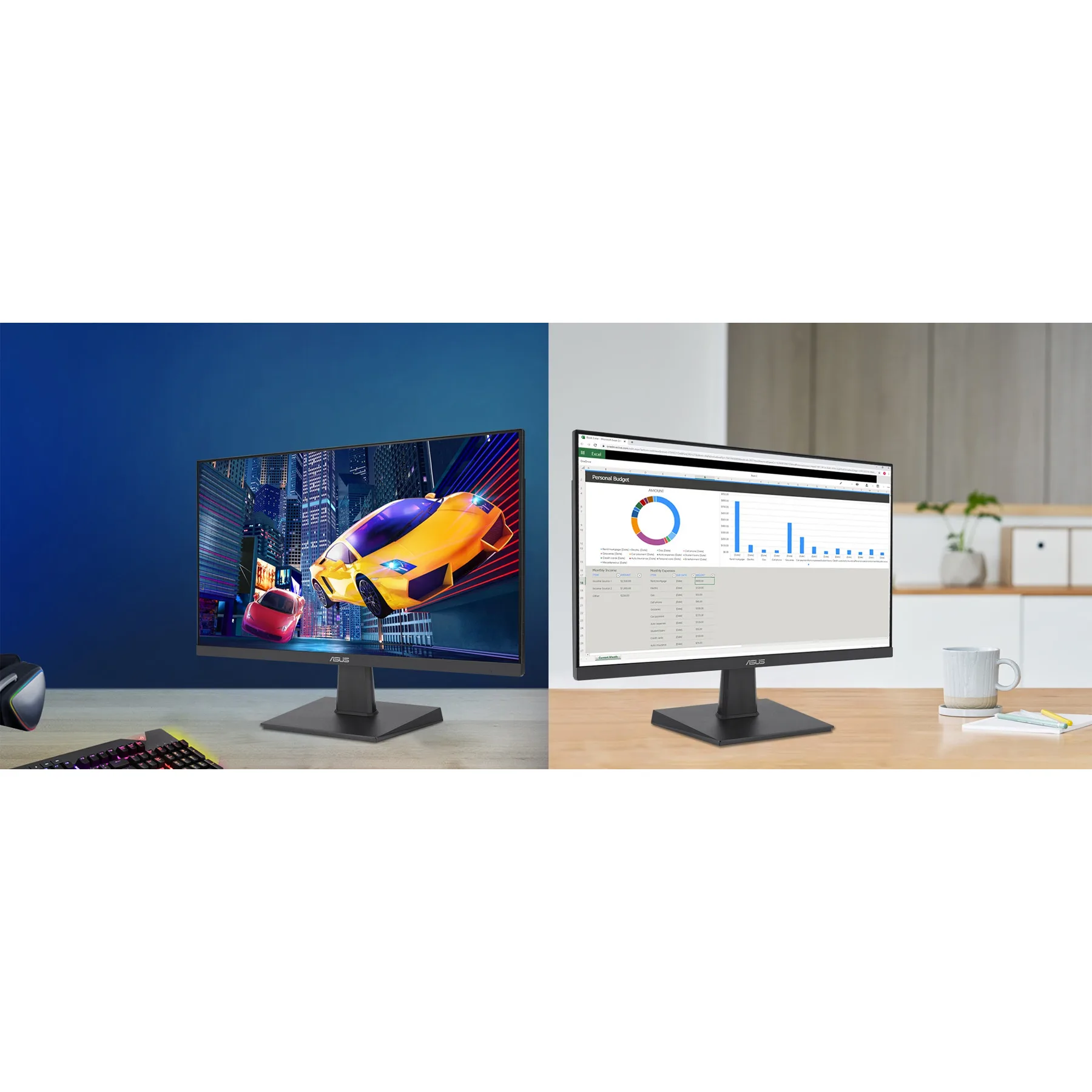 مانیتور 23.8 اینچ ایسوس مدل VA24EHF با وضوح Full HD پنل IPS و نرخ به روزرسانی 100 هرتز