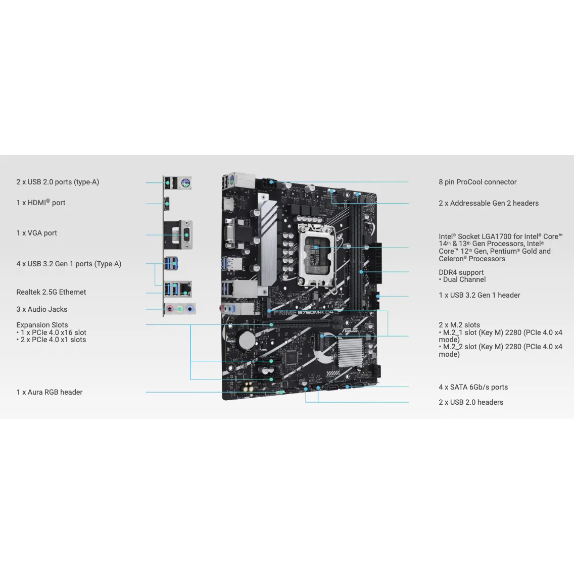 مادربرد ایسوس مدل PRIME B760M-K D4