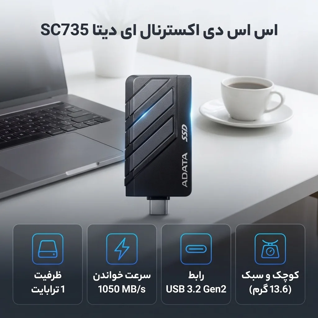 اس اس دی اکسترنال ای دیتا مدل SC735 ظرفیت 1 ترابایت رابط USB 3.2 Gen2