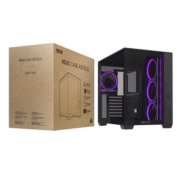 کیس کامپیوتر گیمینگ ایسوس مدل A32 PLUS ARGB TG BK