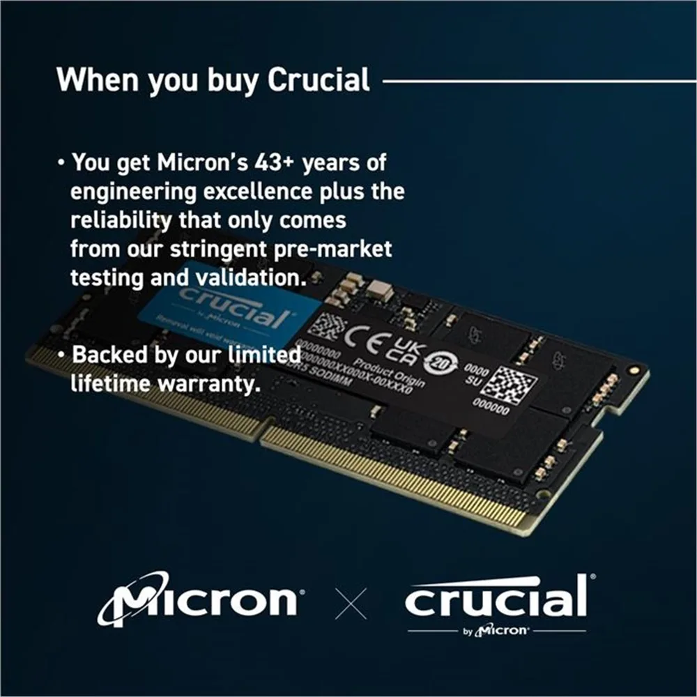 رم لپ تاپ کروشیال DDR5 مدل 16 گیگابایت فرکانس 5600 تک کانال