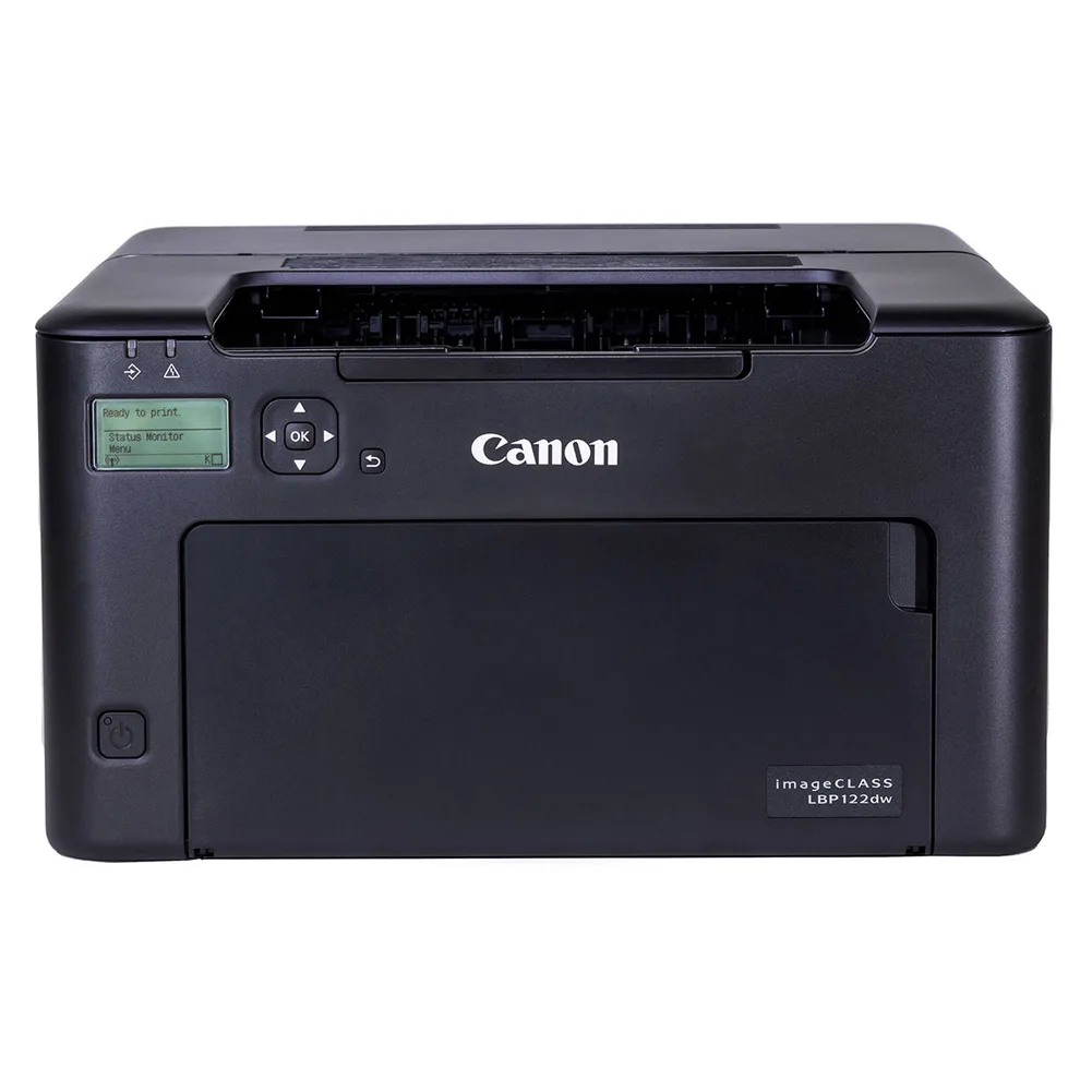پرینتر لیزری تک‌کاره کانن مدل LBP122dw با قابلیت اتصال USB و Wi-Fi، نمایشگر و پشتیبانی از کاغذ A4 تا A6