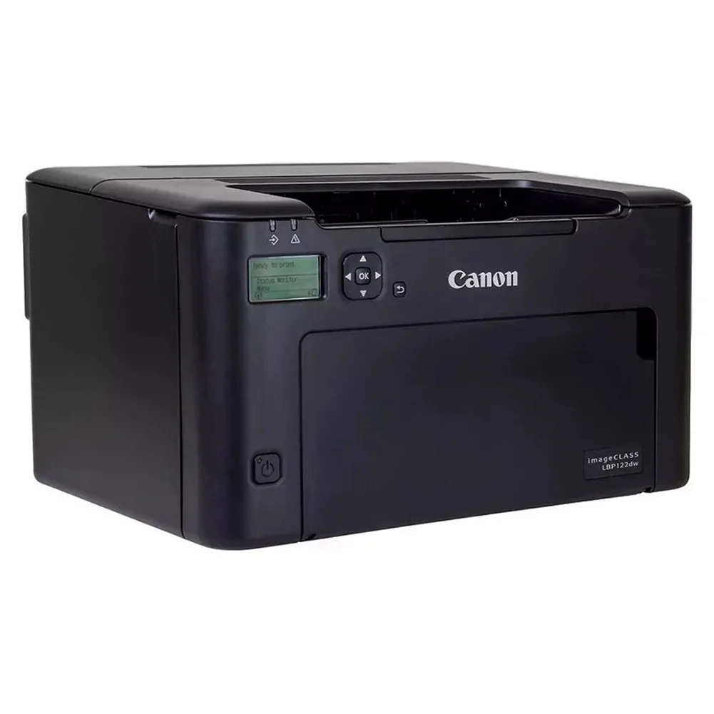 پرینتر لیزری تک‌کاره کانن مدل LBP122dw با قابلیت اتصال USB و Wi-Fi، نمایشگر و پشتیبانی از کاغذ A4 تا A6